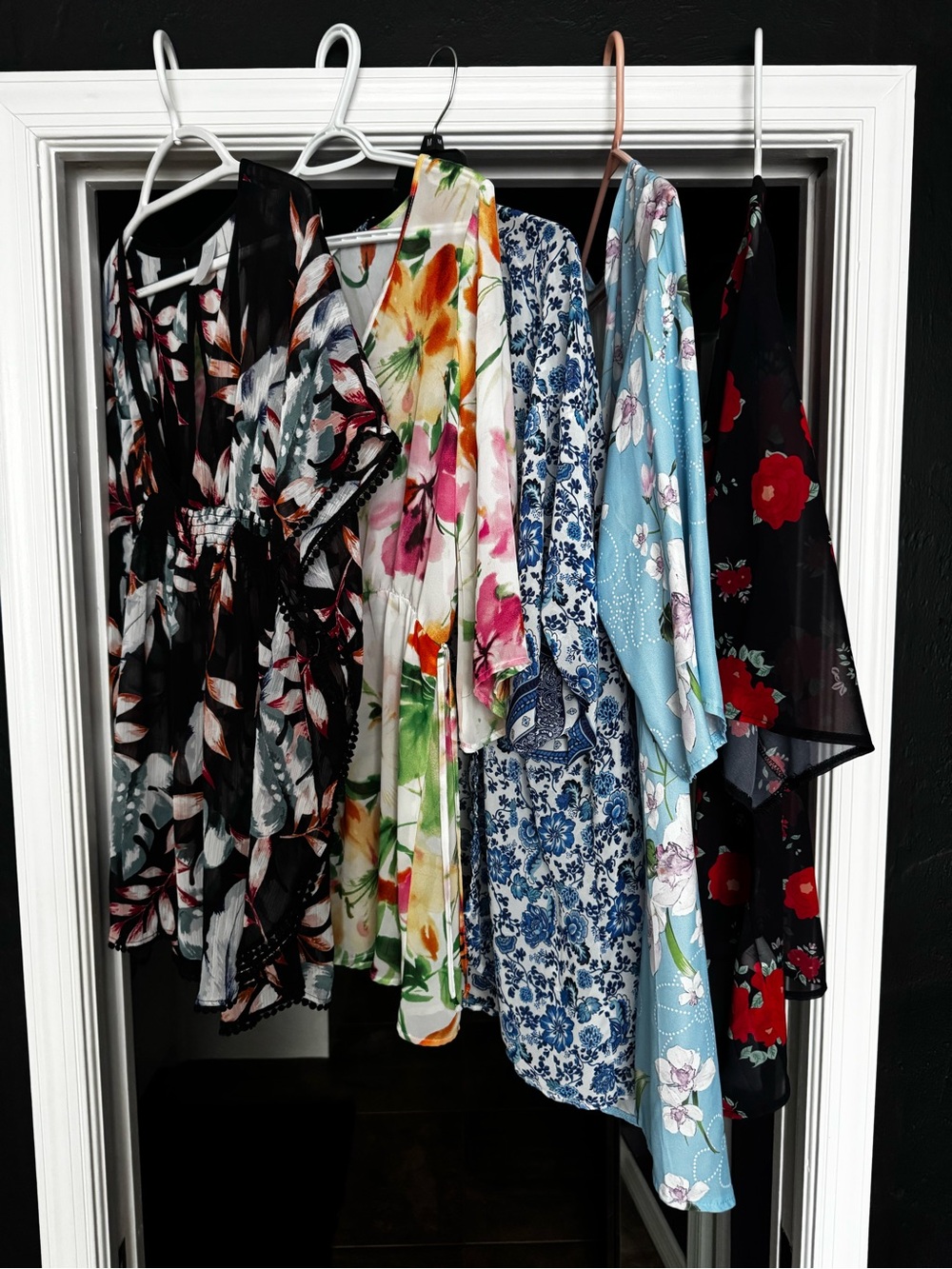 Floral Mix Lightweight Kimonos/Coverups- Multicolor-5 total